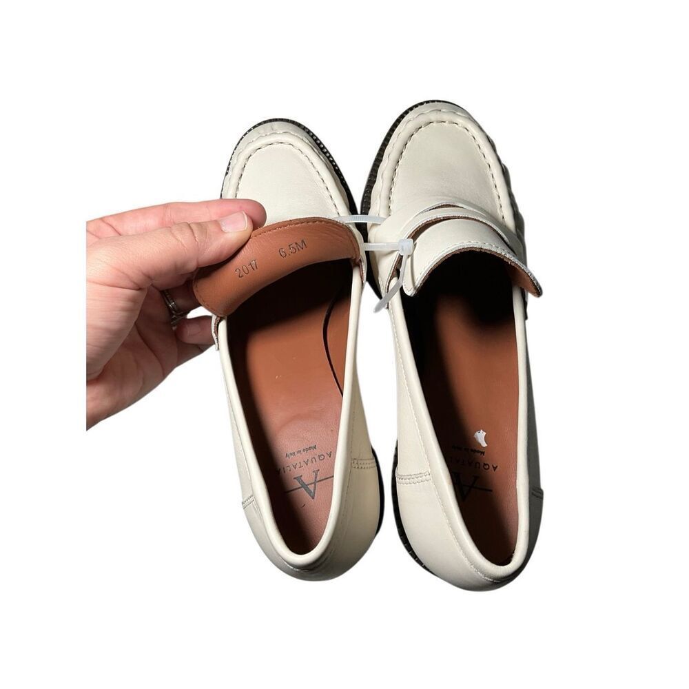 Aquatalia | JOSETTE LEATHER HEELED PENNY LOAFERS - Picture 5 of 7